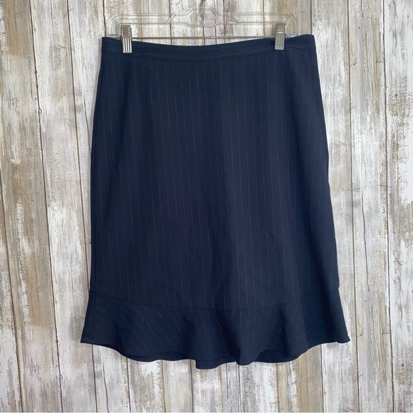 Loft Pinstripe Flounce Pencil Skirt - Picture 2 of 4